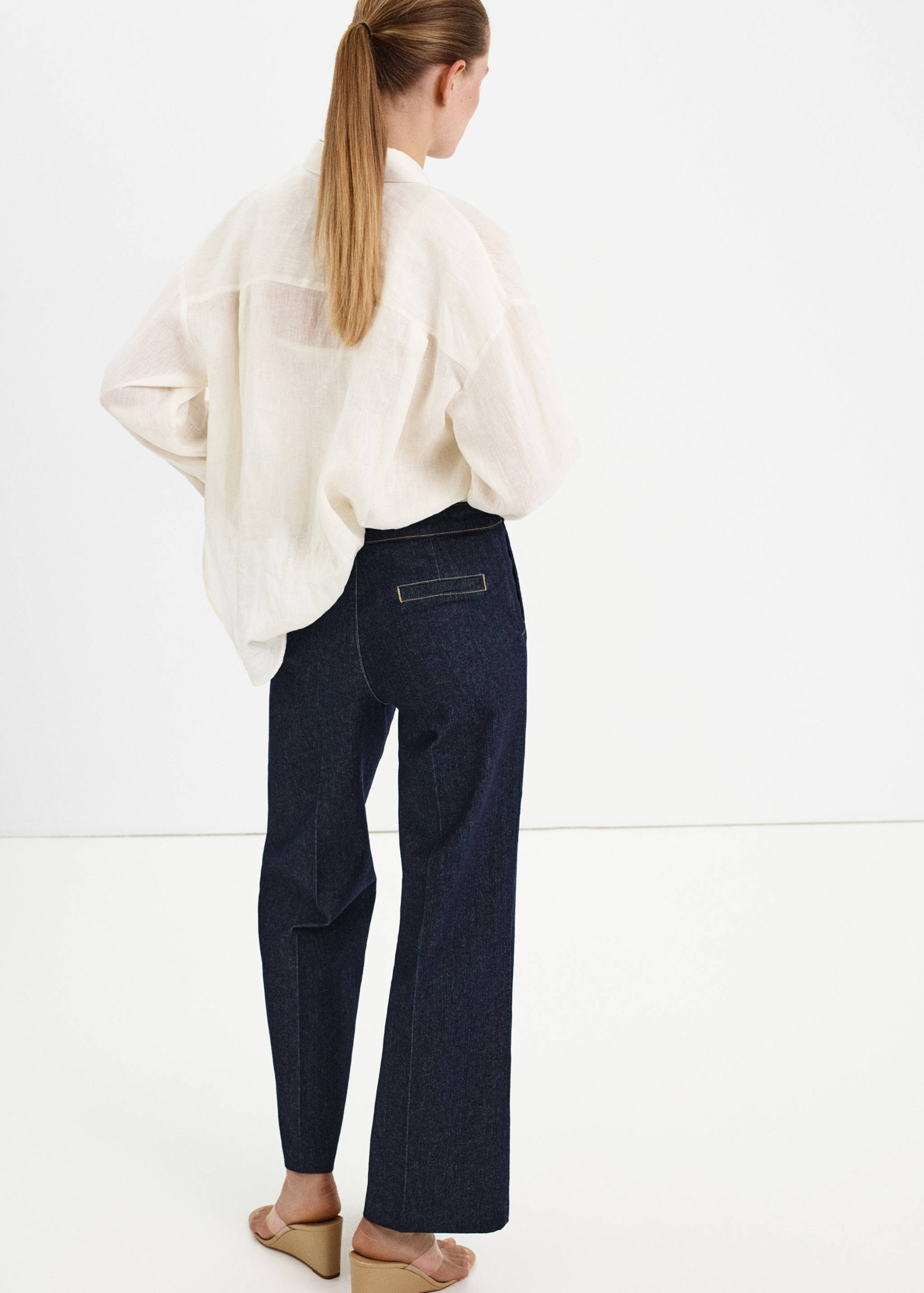 Jeans wide leg botones laterales - Reverso del artículo