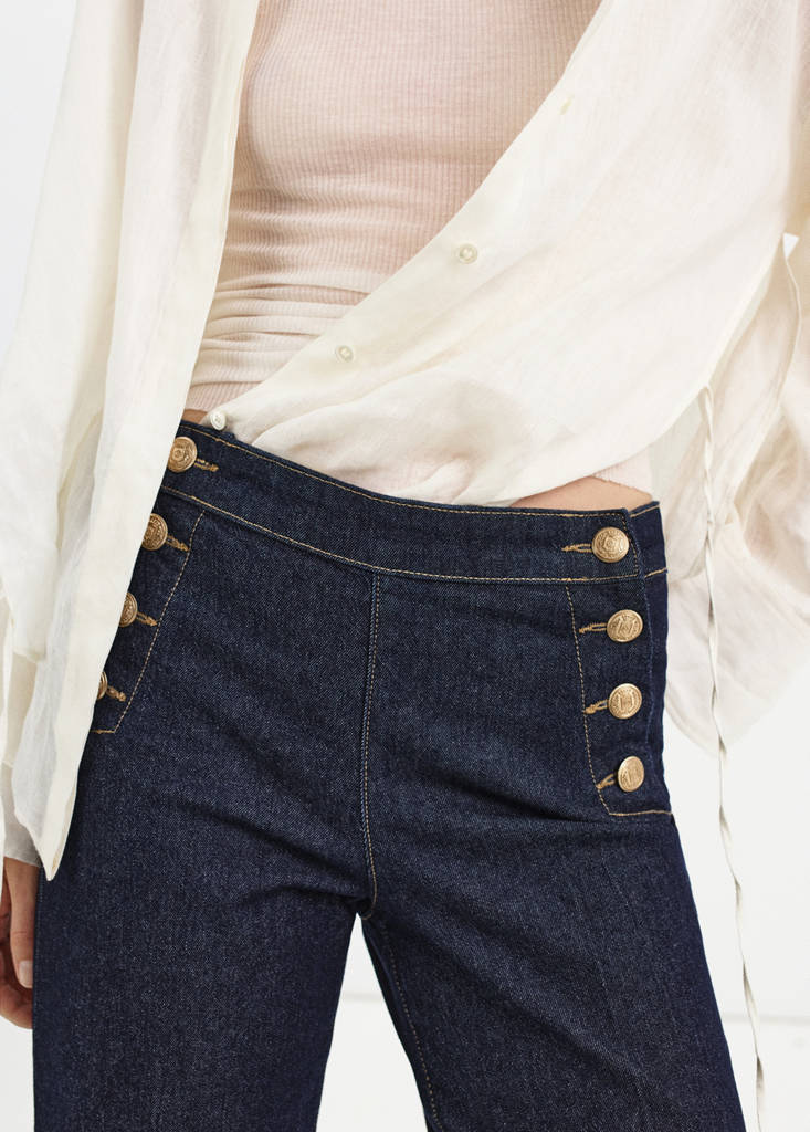 Wide-leg jeans with side buttons — Open Blue
