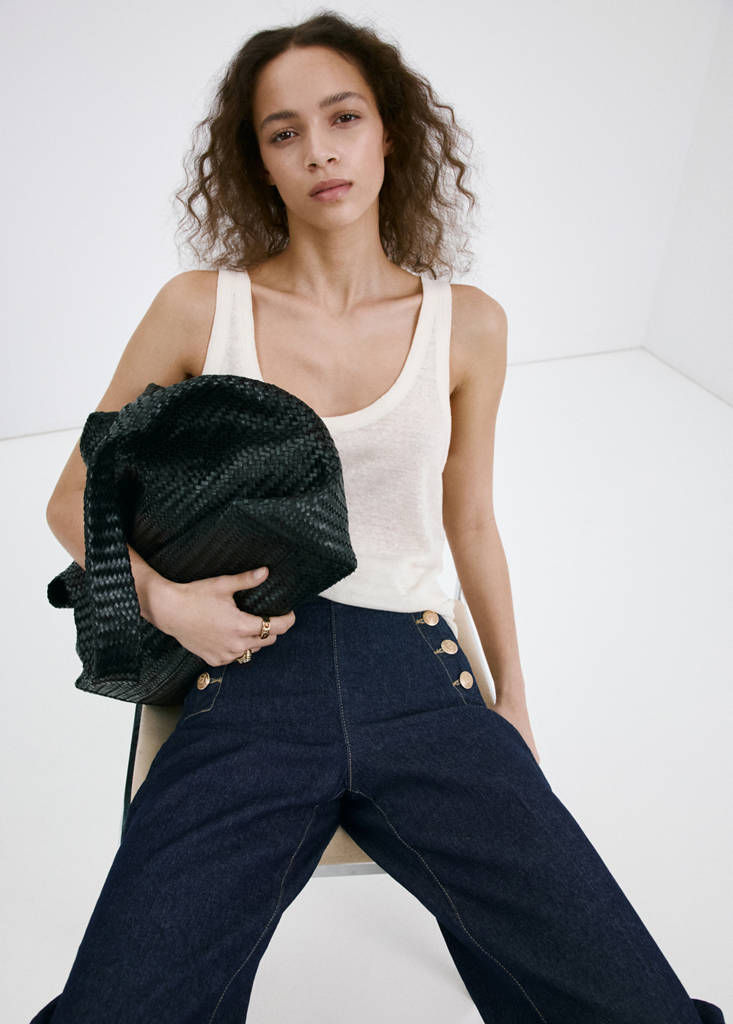 Wide-leg jeans with side buttons — Open Blue