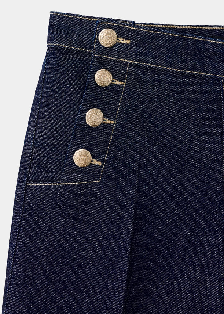 Wide-leg jeans with side buttons — Open Blue