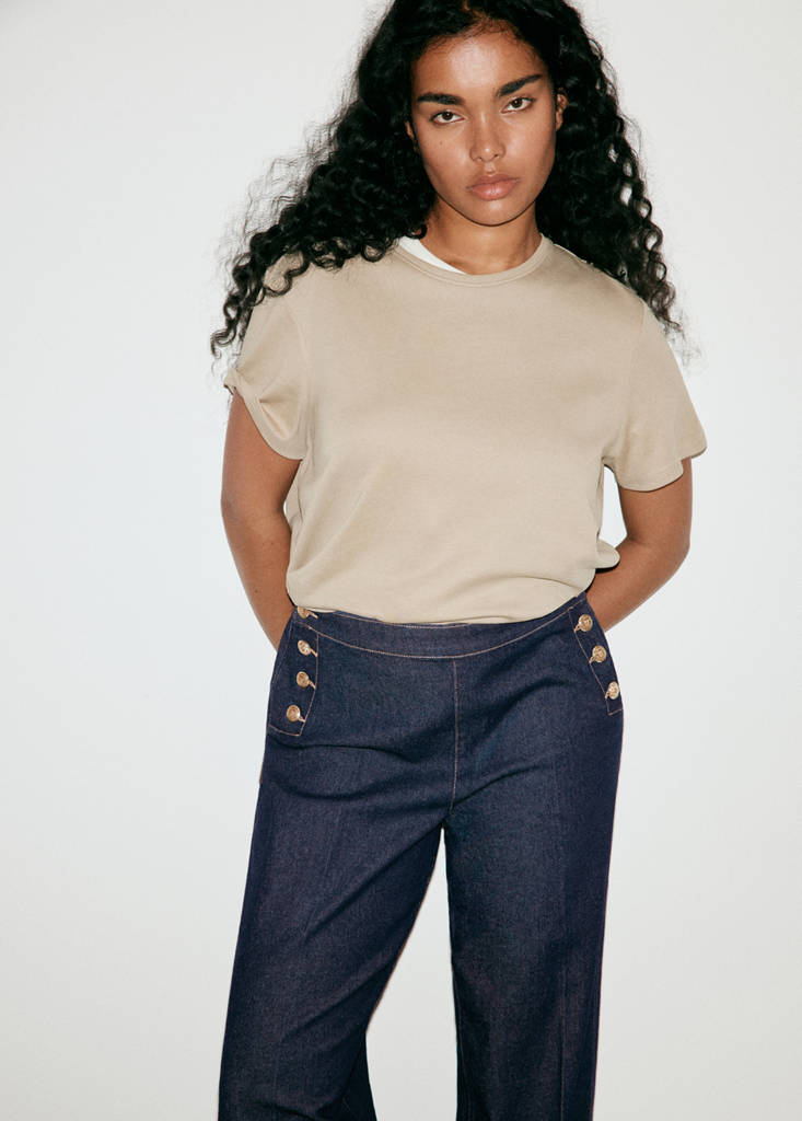 Wide-leg jeans with side buttons — Open Blue
