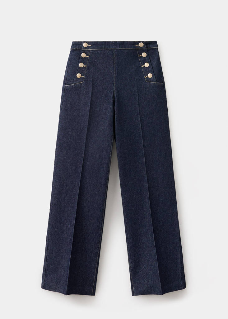 Wide-leg jeans with side buttons — Open Blue