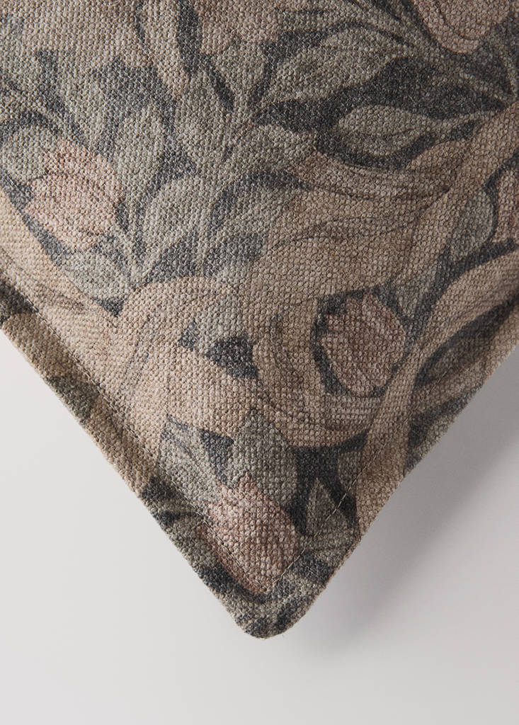 Floral print 100% linen cushion cover 50x50 cm — Grey