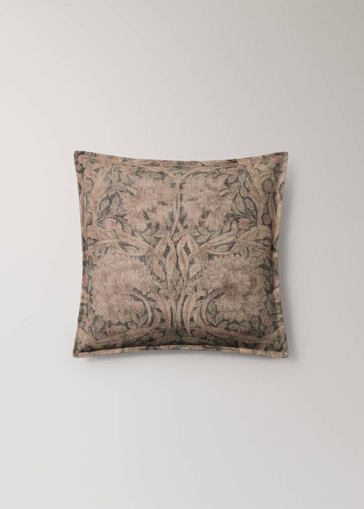Floral print 100% linen cushion cover 50x50 cm — Grey