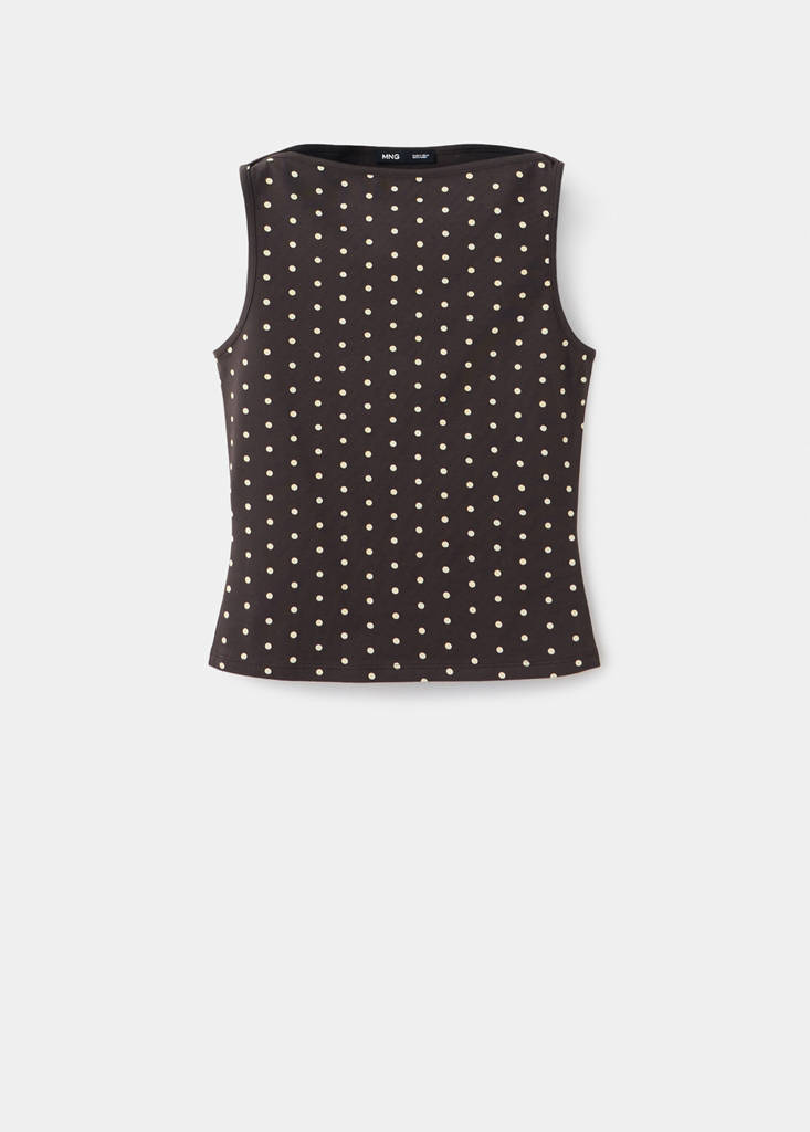Fitted polka dot top — Brown