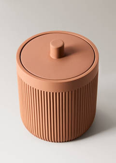 Striped resin bathroom canister — Ochre 2
