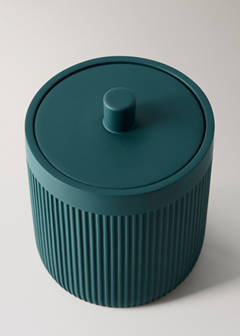 Striped resin bathroom canister — Dark Green 2
