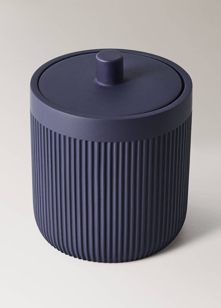 Striped resin bathroom canister — Blue