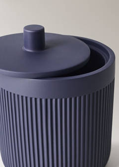 Striped resin bathroom canister — Blue 3