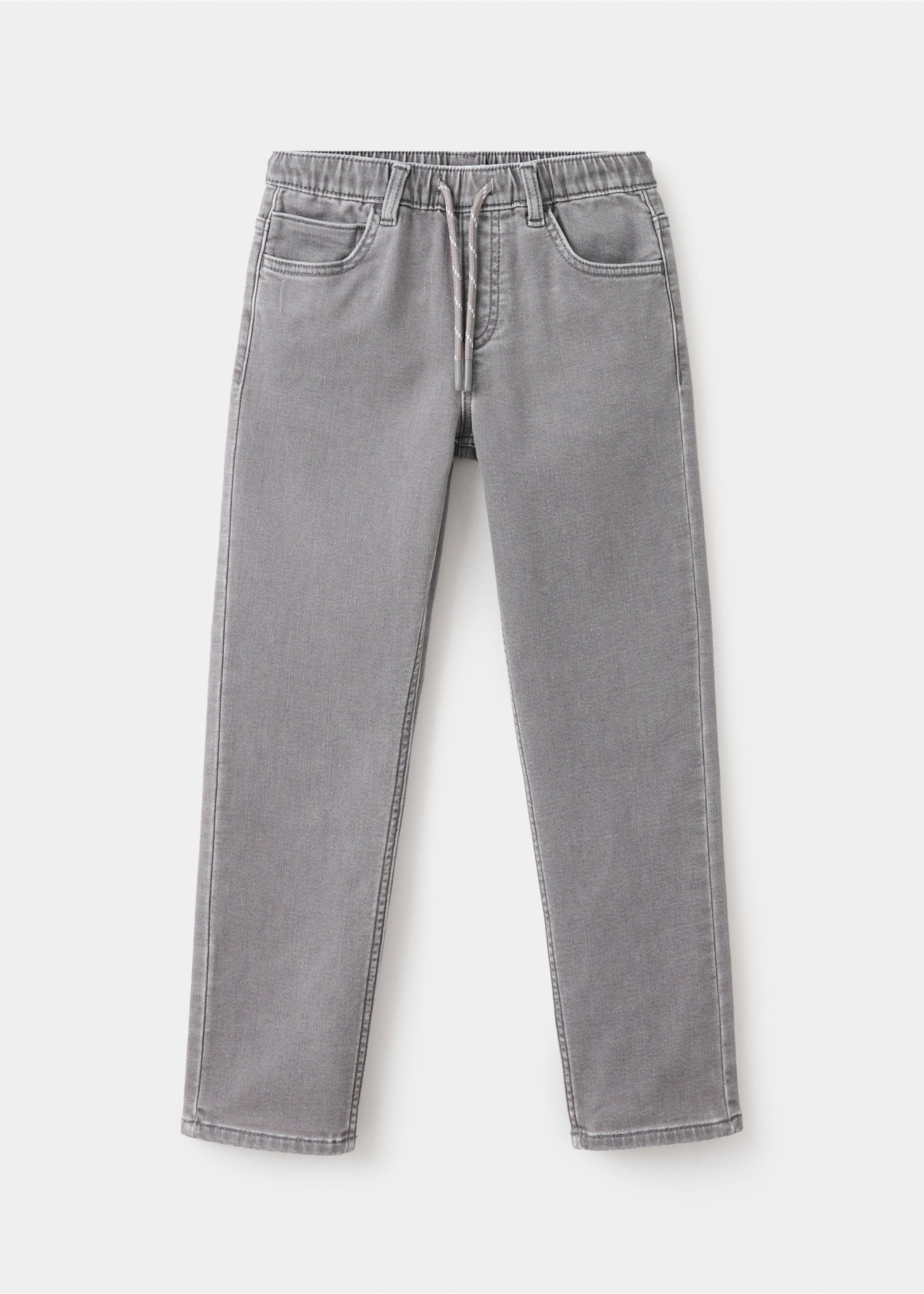 Jean droit en mélange de coton - Article sans modèle, Gris denim. Ref: 37083860-00.