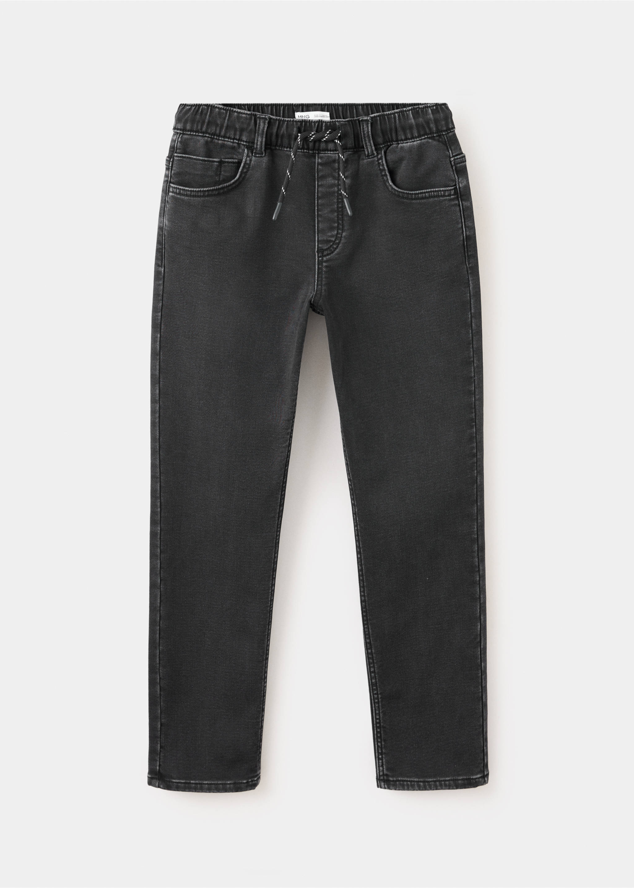 Jean droit en mélange de coton - Article sans modèle, Black denim. Ref: 37083860-00.