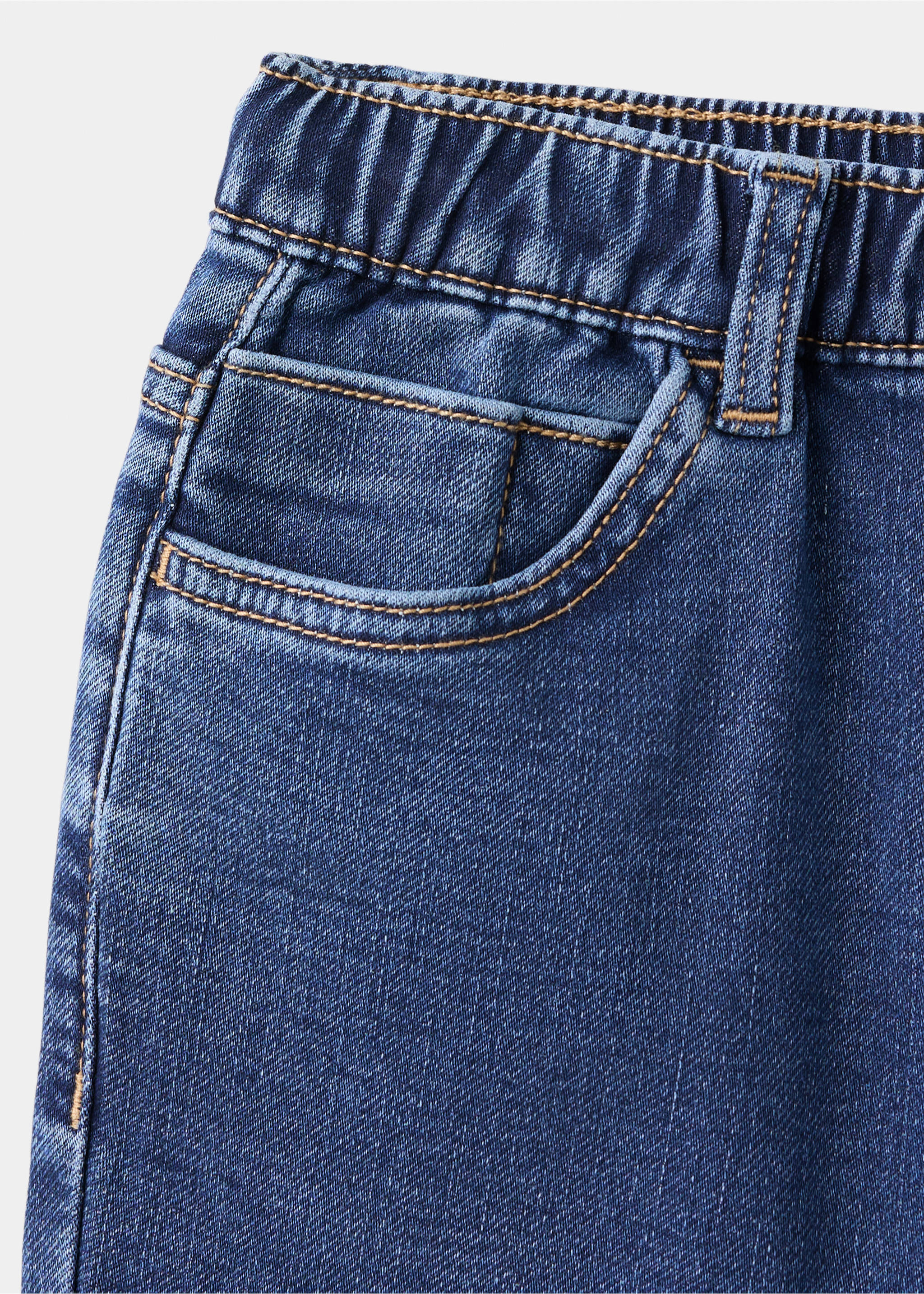 Jean droit en mélange de coton - Détail de l'article 8, Bleu foncé. Ref: 37083860-00.