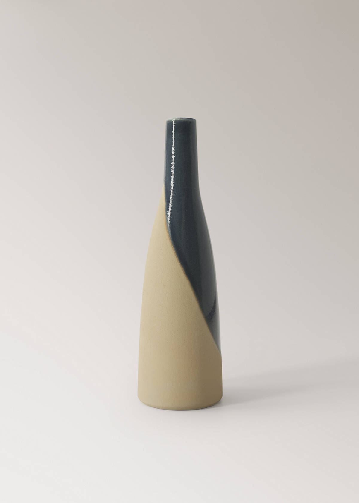 100% stoneware bicolour vase — Blue