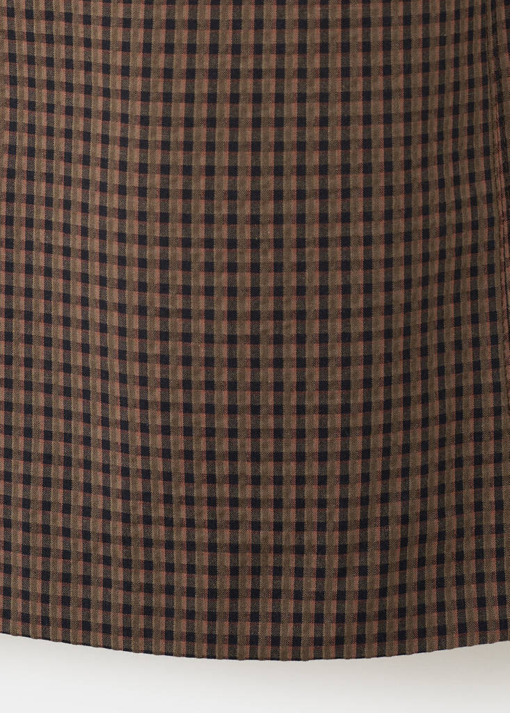 Gingham check cottoned dress — Brown