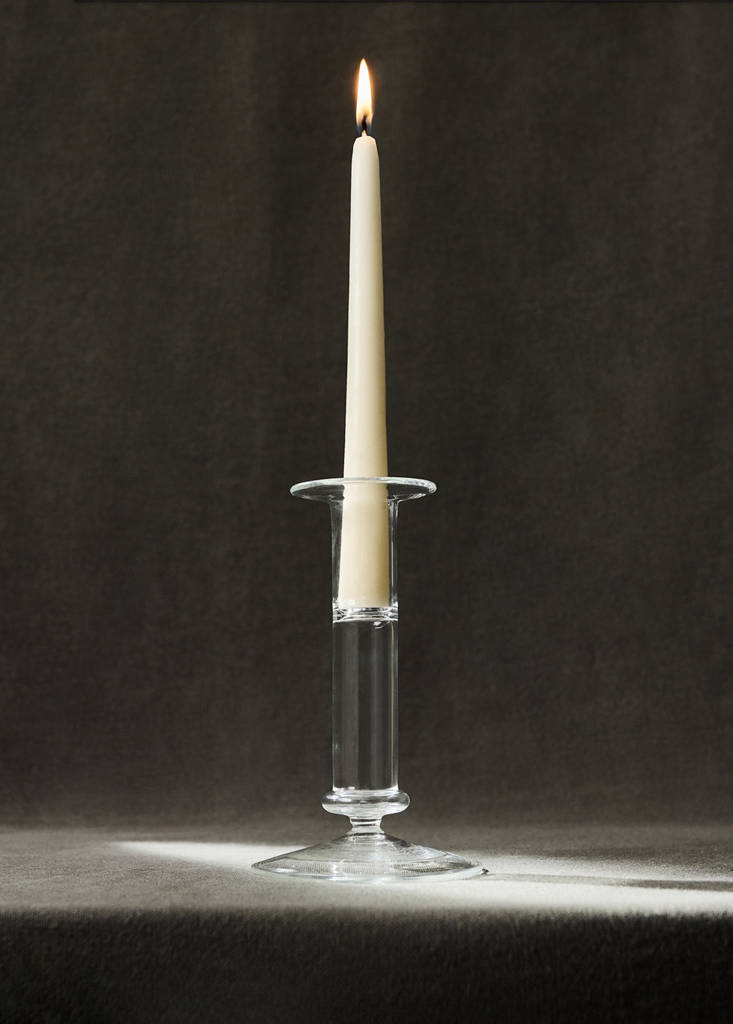 Medium coloured borosilicate candelabrum — Ice Grey