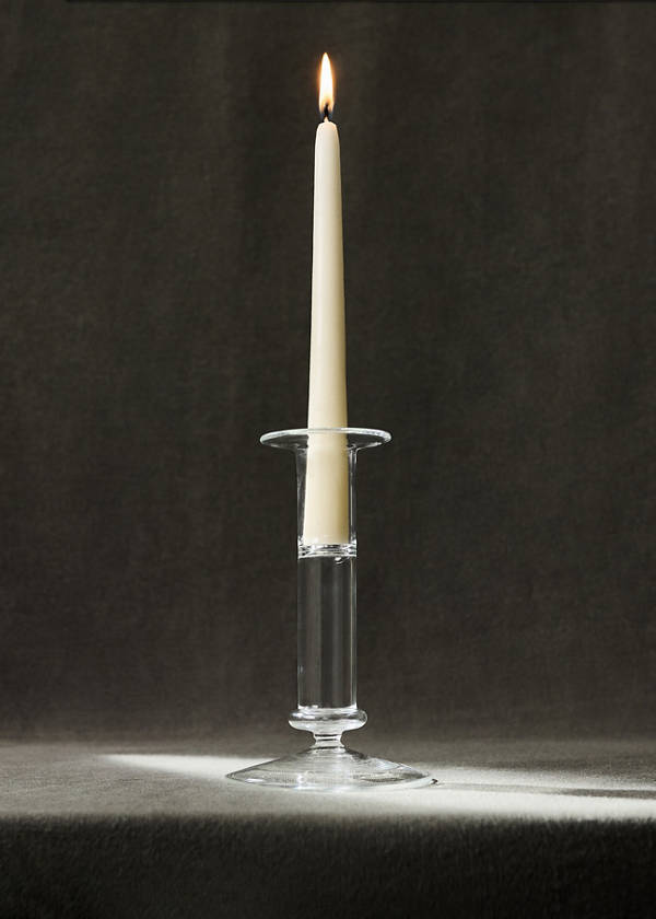 Medium coloured borosilicate candelabrum — Ice Grey