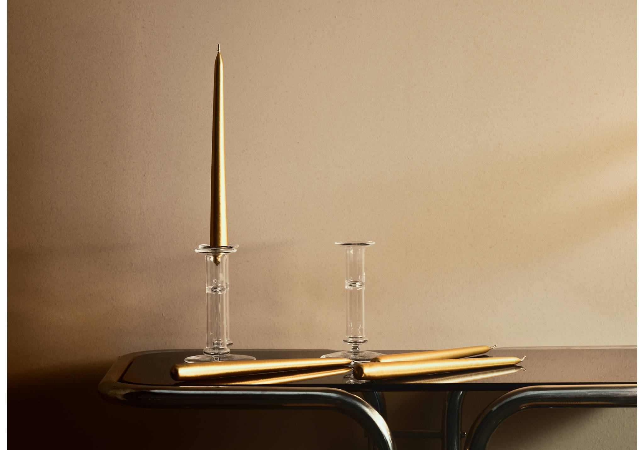 Medium coloured borosilicate candelabrum - Panoramic plane