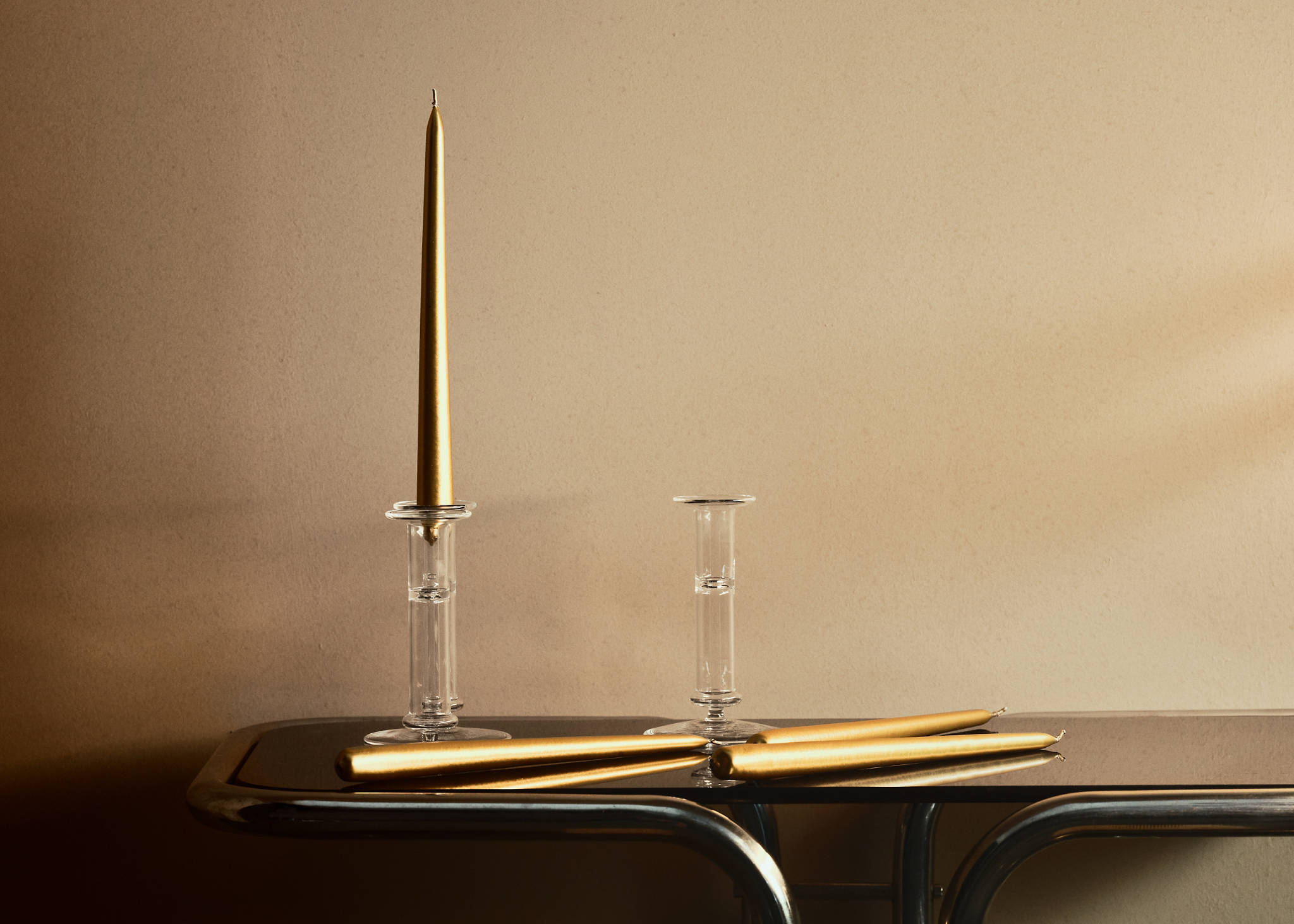Medium coloured borosilicate candelabrum - Panoramic plane