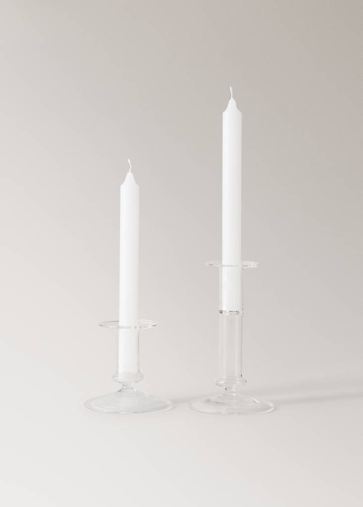 Medium coloured borosilicate candelabrum — Ice Grey