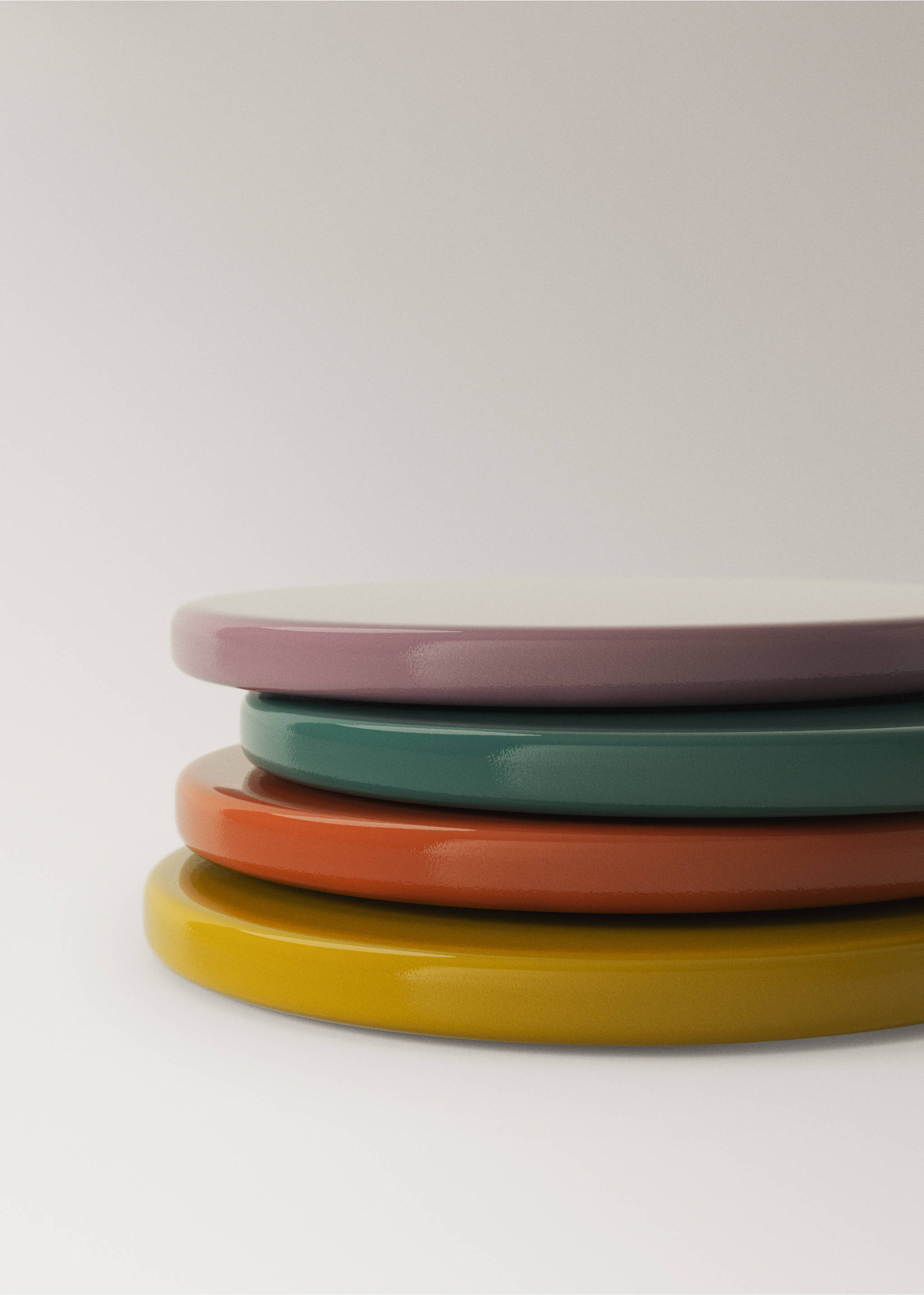 Set of 4 coloured wooden coasters - Details of the article 1, Curry. Ref: 37083871-00.