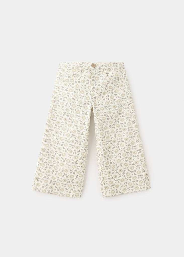 Floral culotte jeans — Ecru