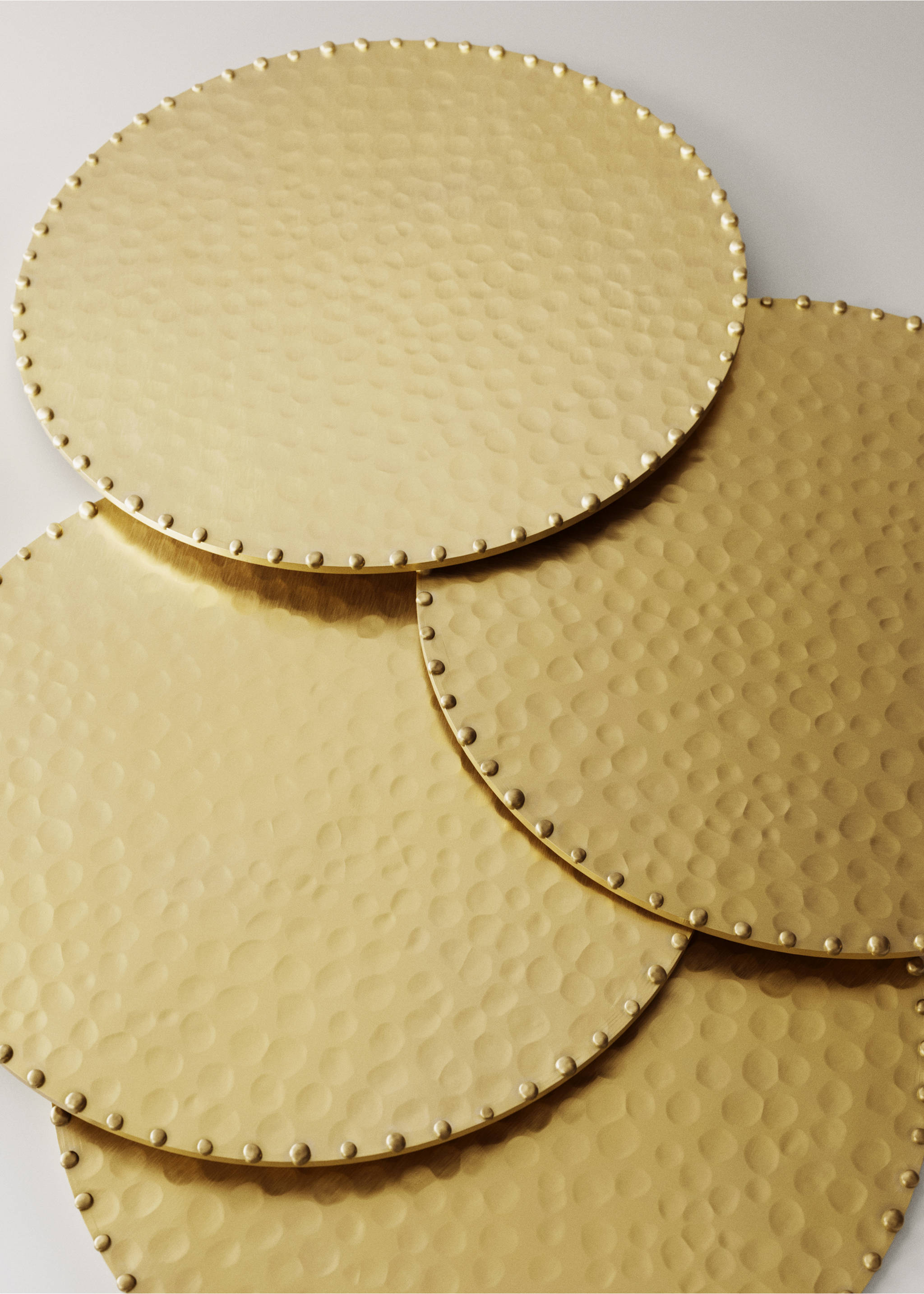 Stainless steel textured coasters - Details of the article 1, Gold. Ref: 37083873-00.