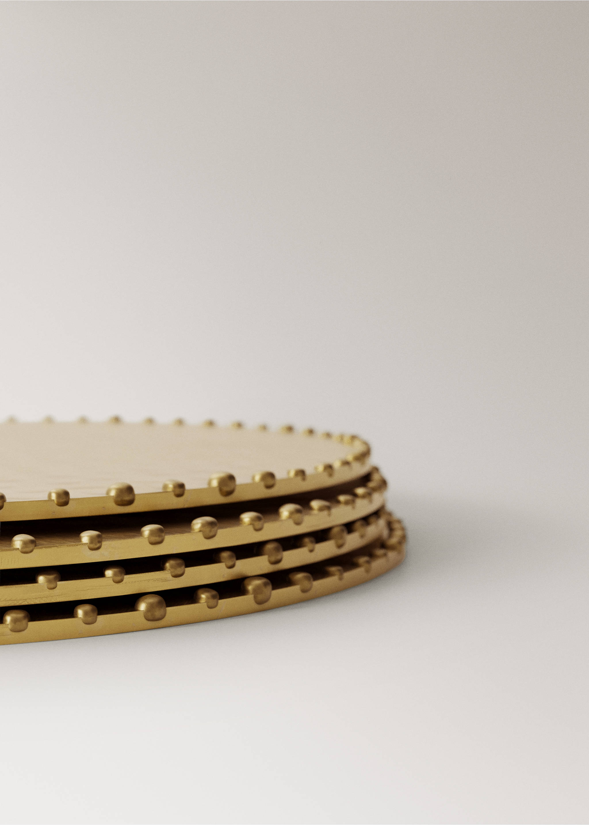 Stainless steel textured coasters - Details of the article 2, Gold. Ref: 37083873-00.