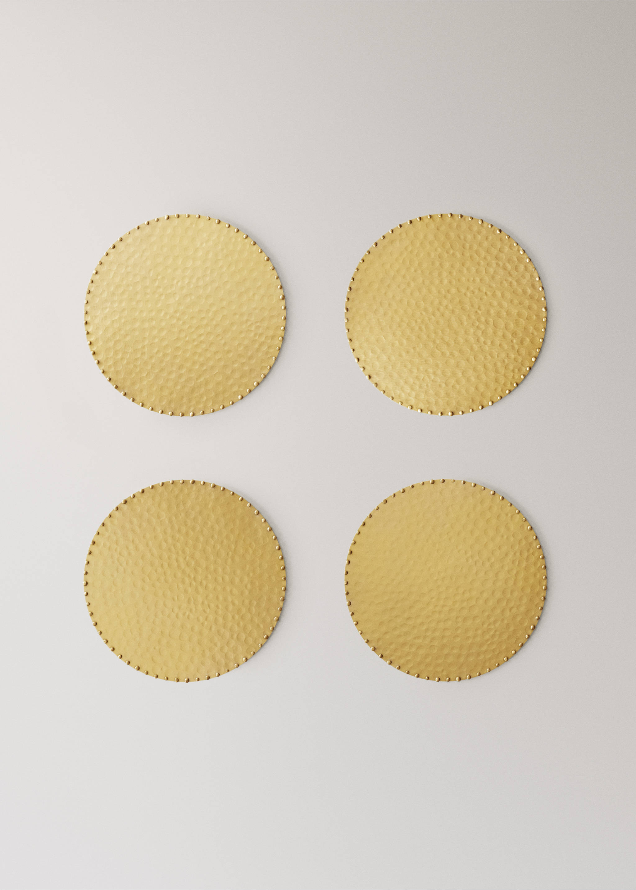 Stainless steel textured coasters - Article without model, Gold. Ref: 37083873-00.