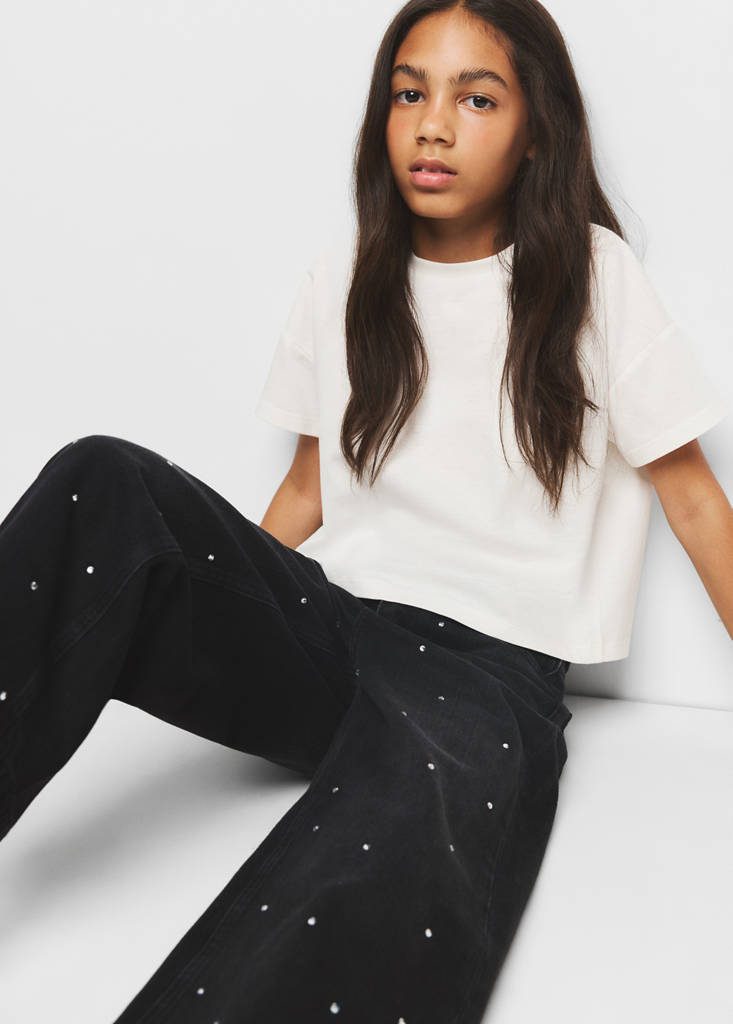 Culotte jeans with rhinestones - thumbnail 2