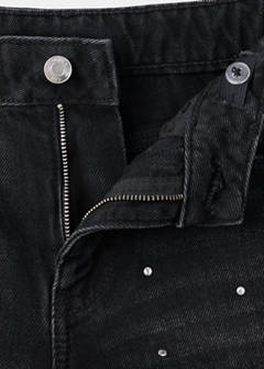 Culotte jeans with rhinestones — Black denim 4