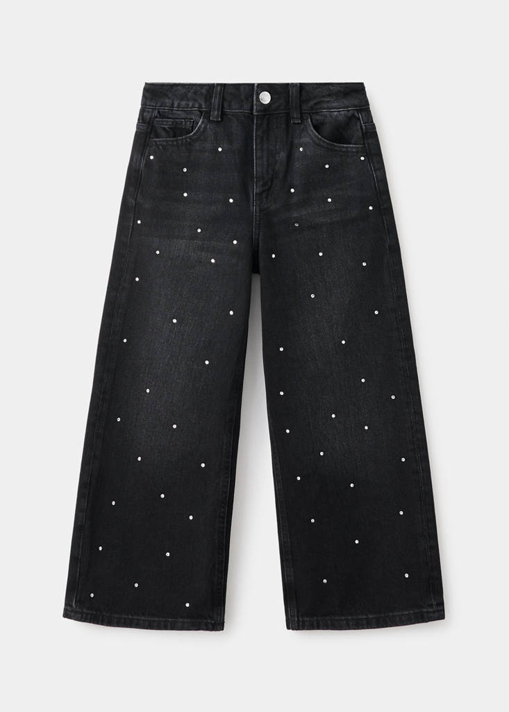 Culotte jeans with rhinestones - thumbnail 4
