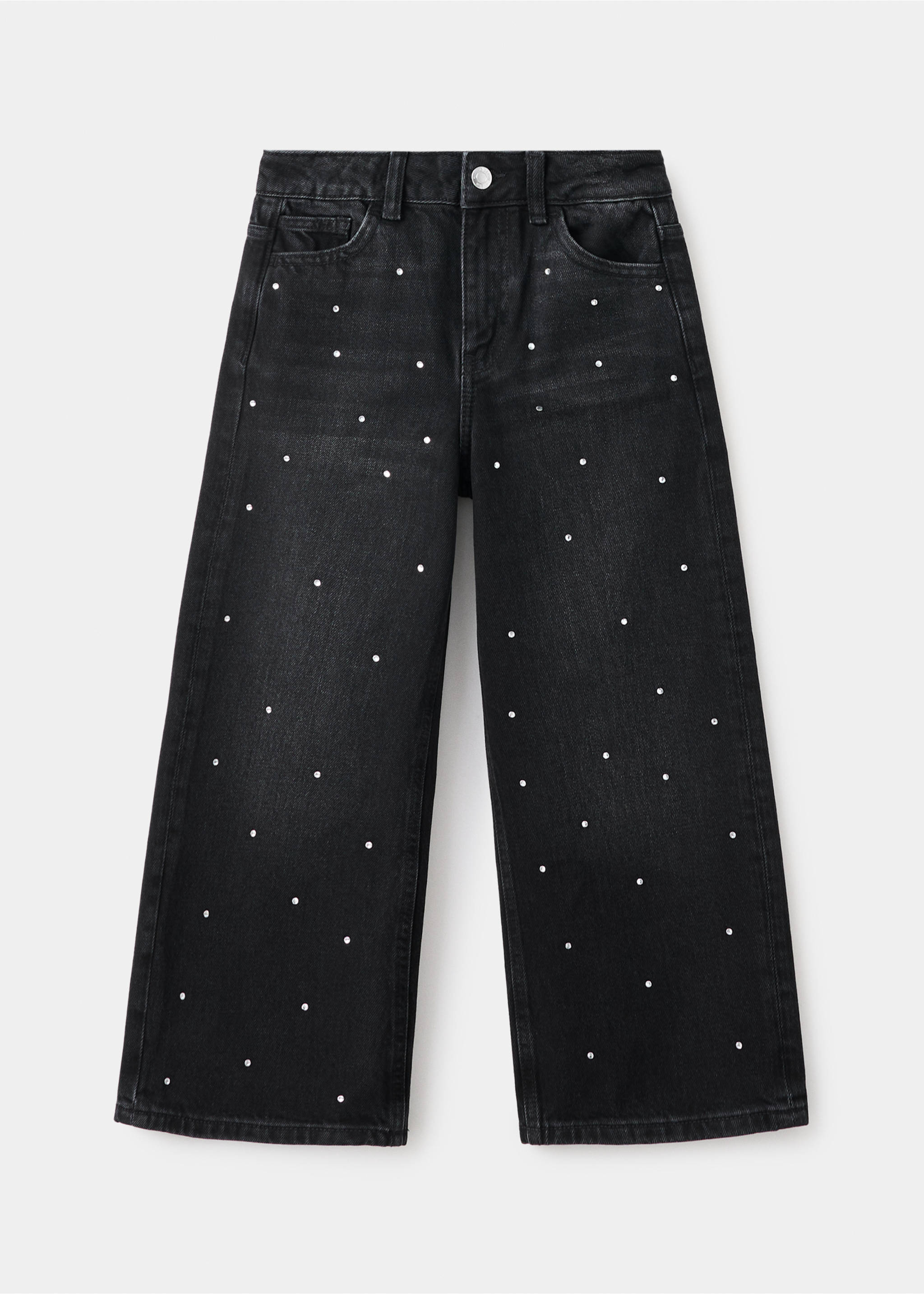 Jean large à strass - Article sans modèle, Black denim. Ref: 37083876-00.