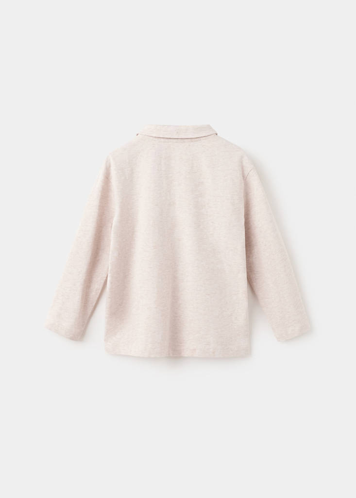 Long sleeves cotton polo — Light/Pastel Brown