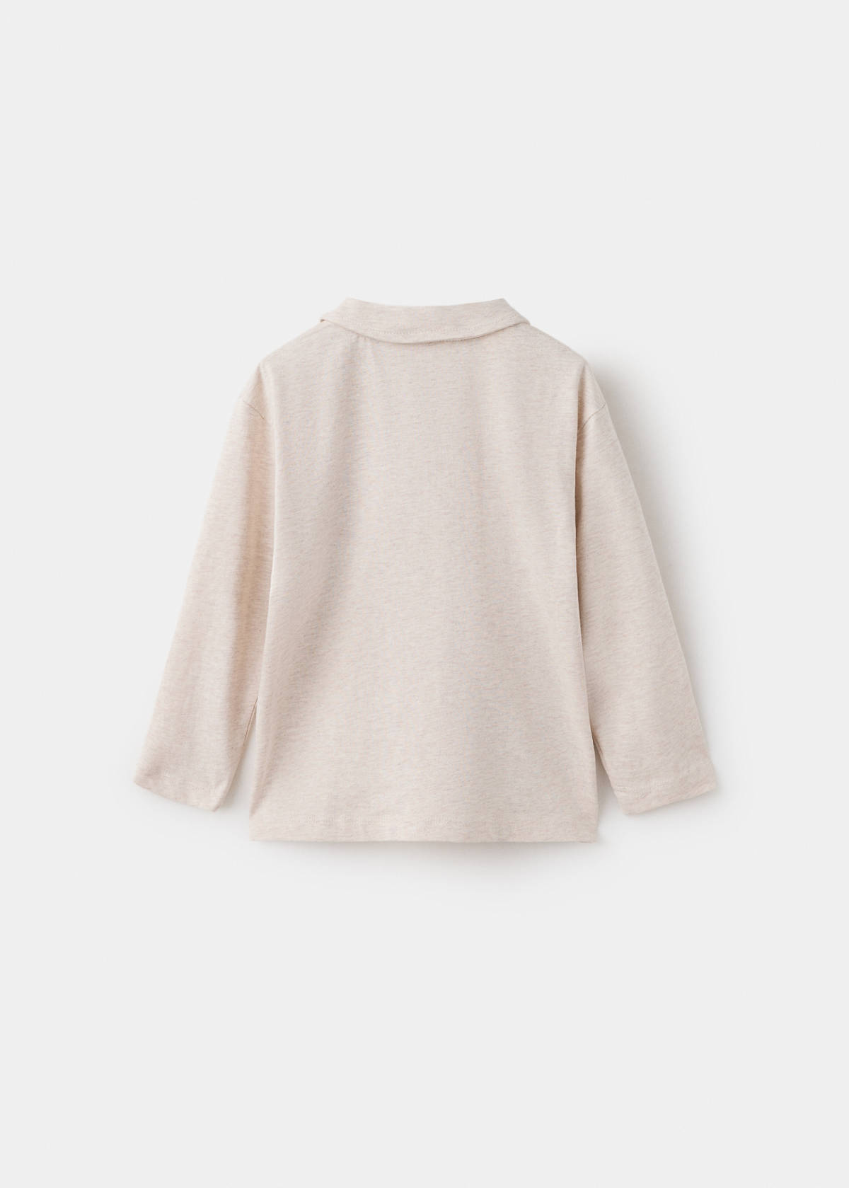 Long sleeves cotton polo — Light/Pastel Brown