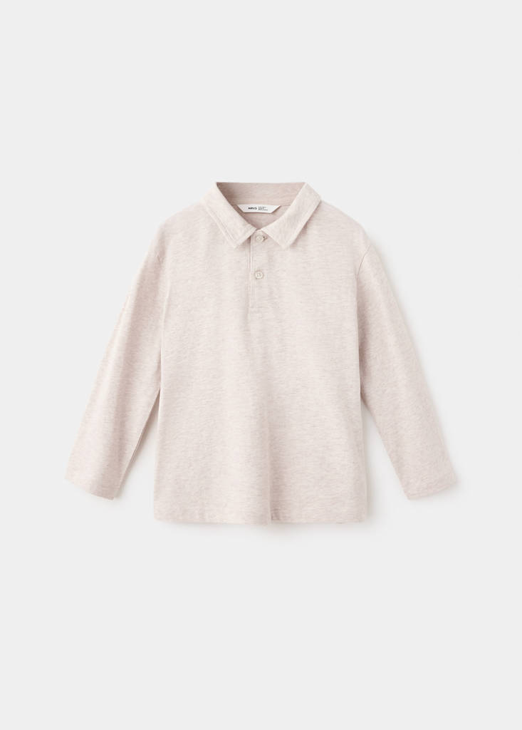 Long sleeves cotton polo — Light/Pastel Brown