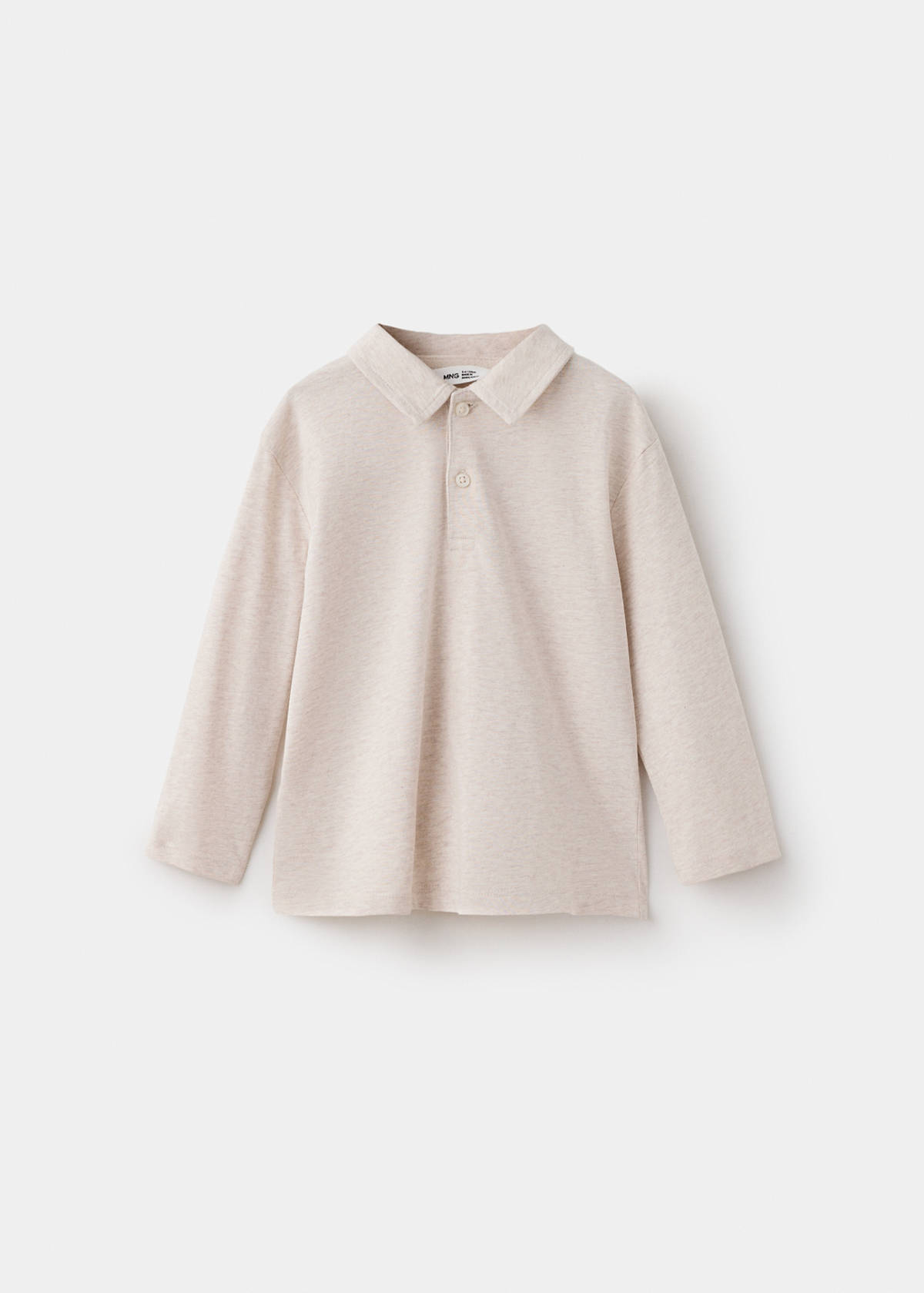 Long sleeves cotton polo — Light/Pastel Brown