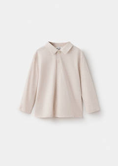 Long sleeves cotton polo — Light/Pastel Brown 1