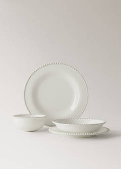 Stoneware dessert plate with decorative decorative edge — White 4