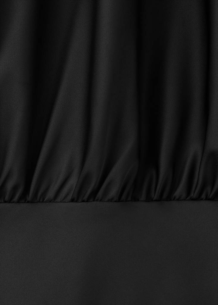 Satin dress with bow — Black