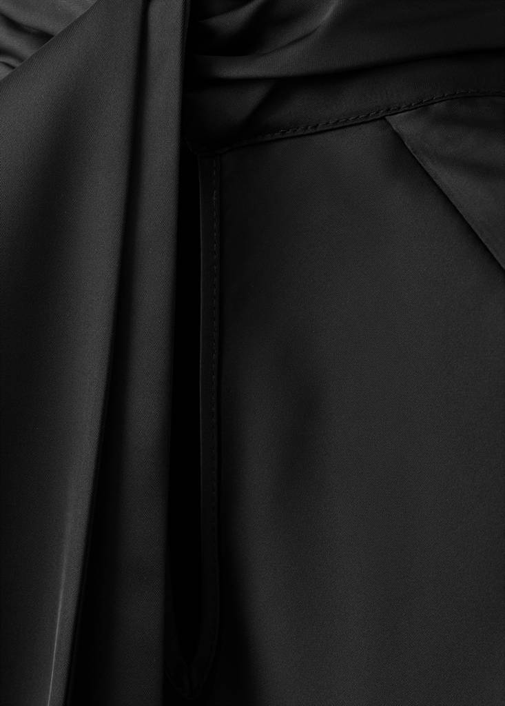 Satin dress with bow — Black