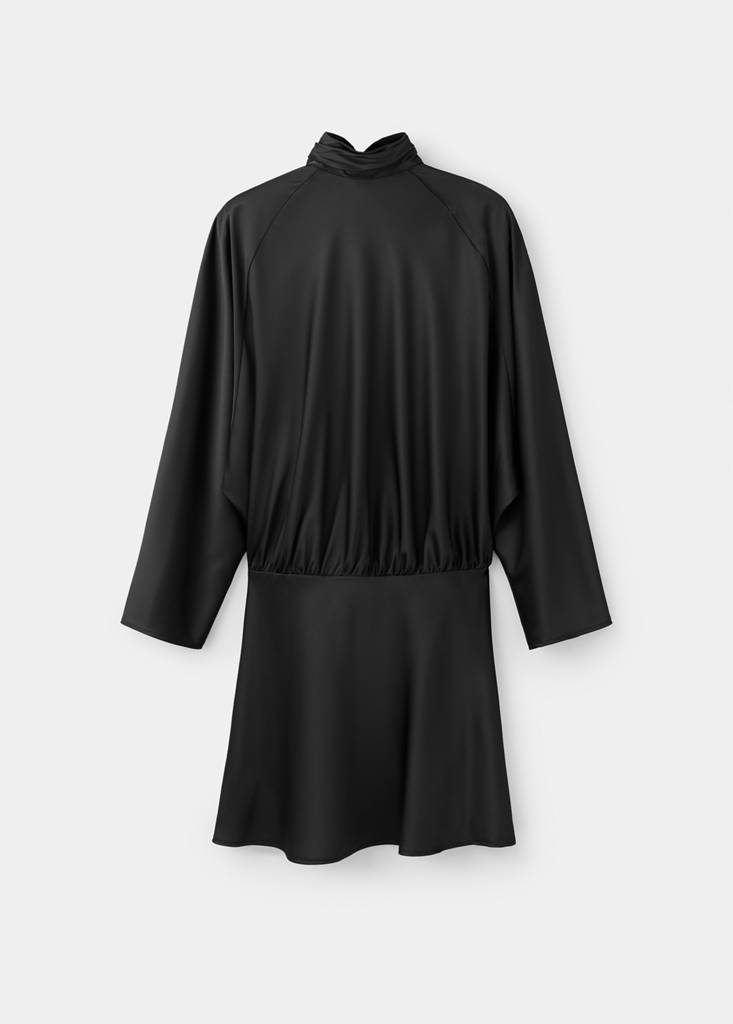 Satin dress with bow — Black