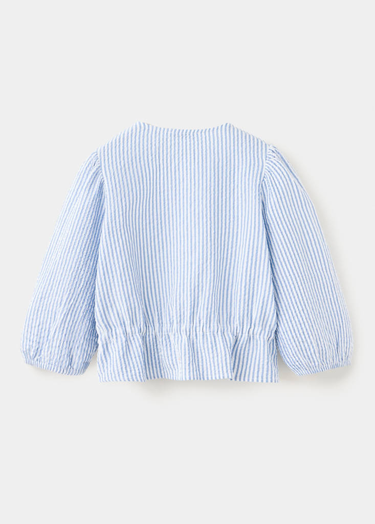 Gathered cotton stripe shirt — Blue
