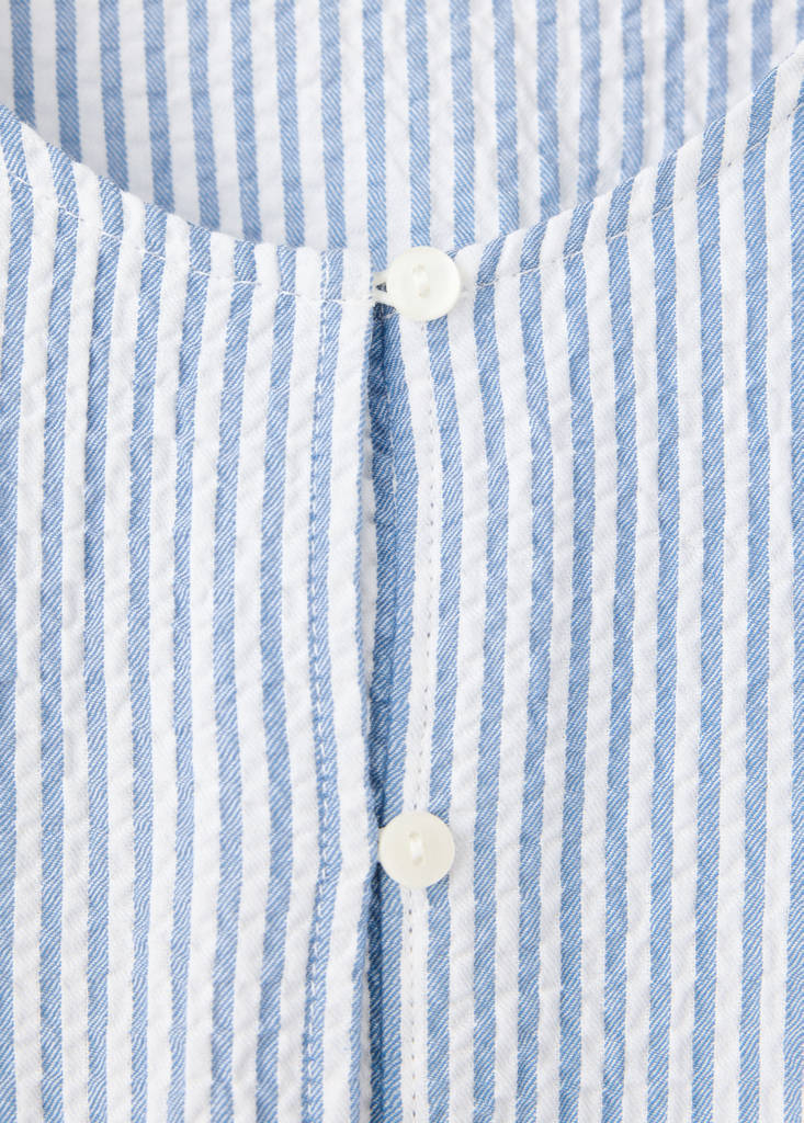 Gathered cotton stripe shirt — Blue