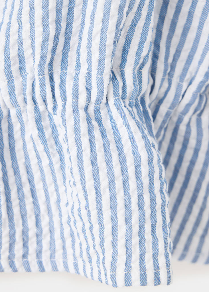 Gathered cotton stripe shirt — Blue