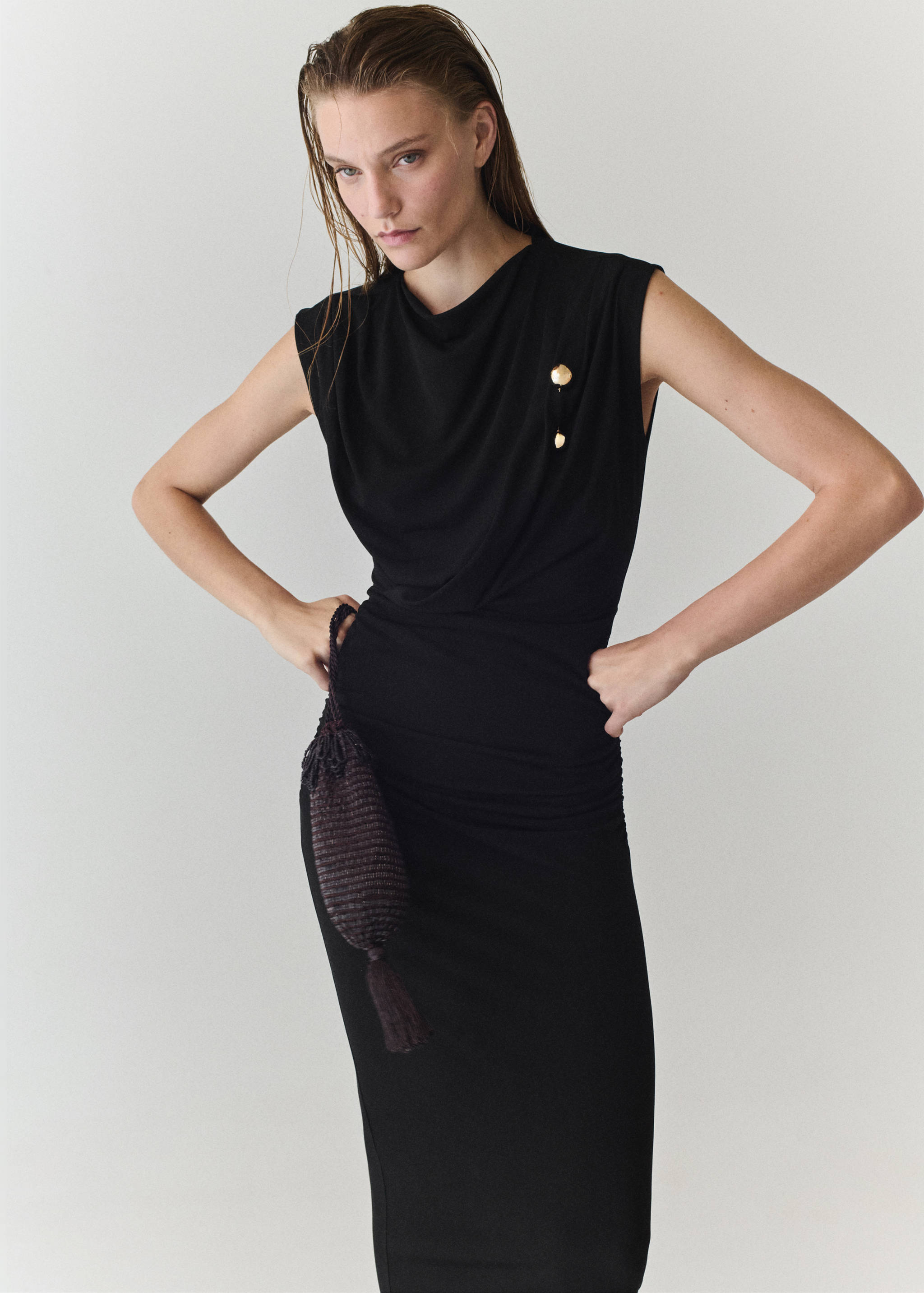 Draped midi-dress - Medium plane