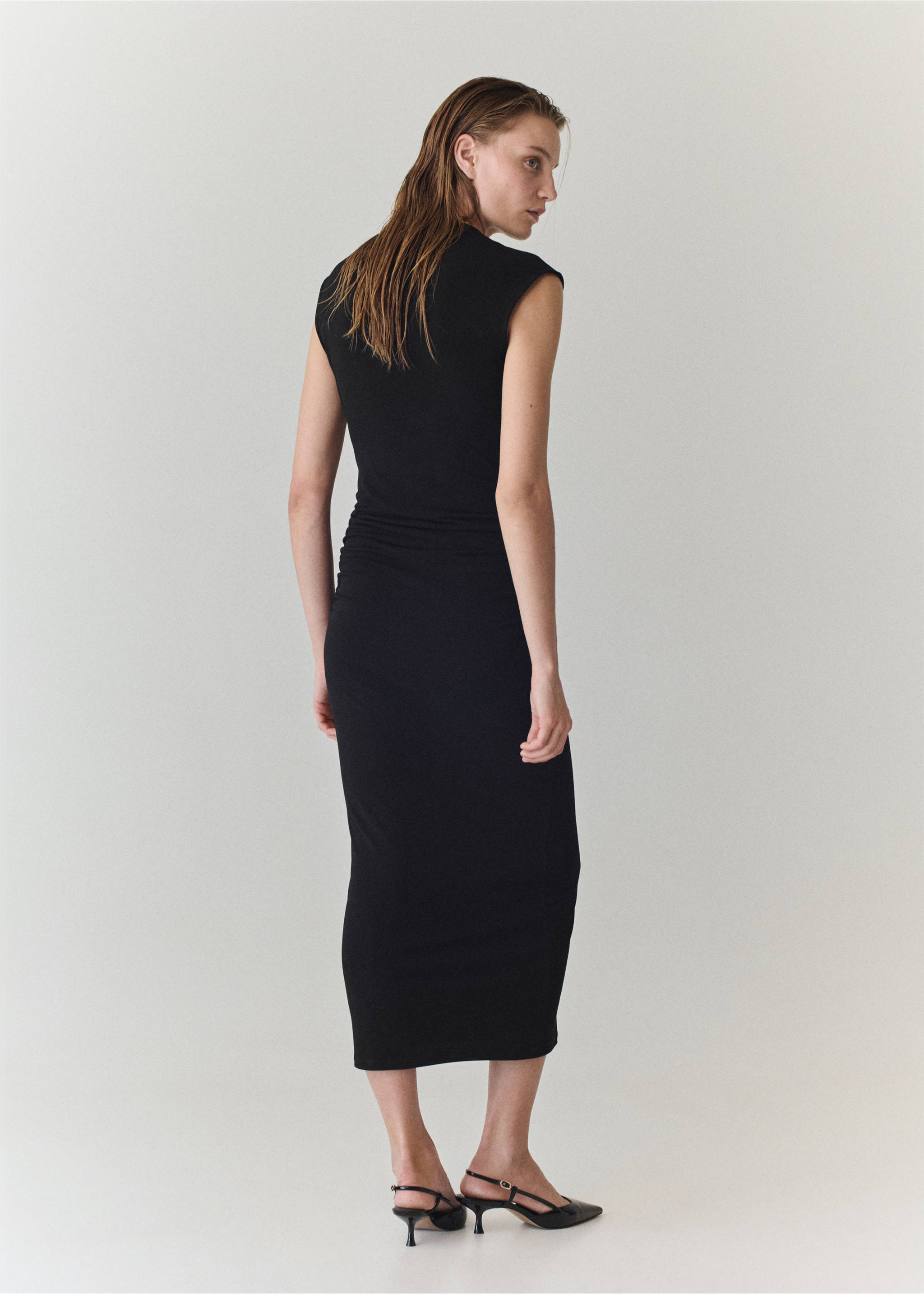Draped midi-dress - Reverse of the article, Black. Ref: 37083893-00.