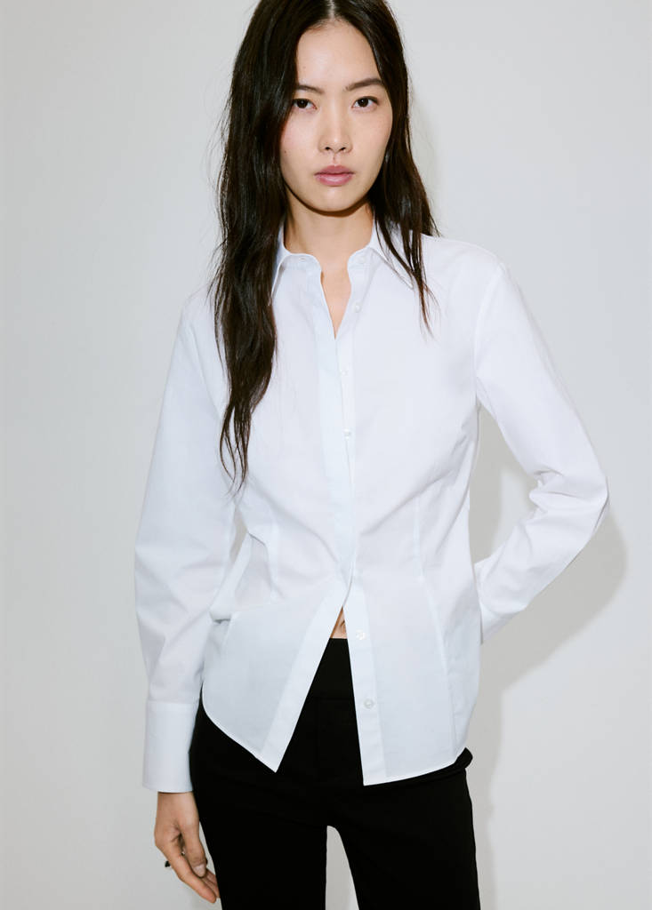 Slim-fit poplin shirt — White