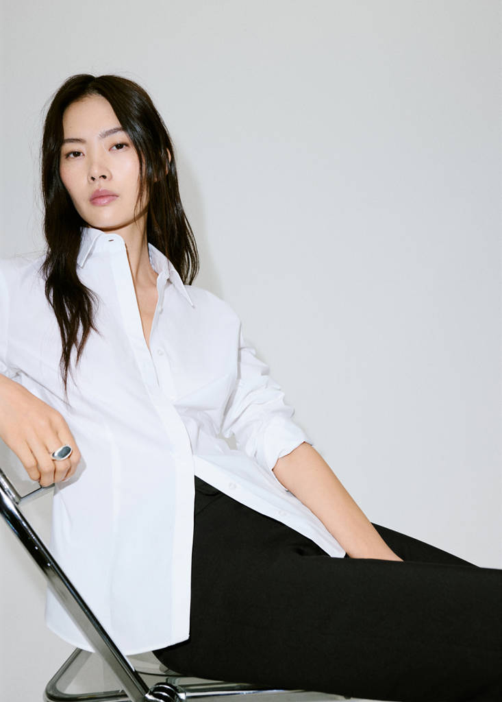 Slim-fit poplin shirt — White
