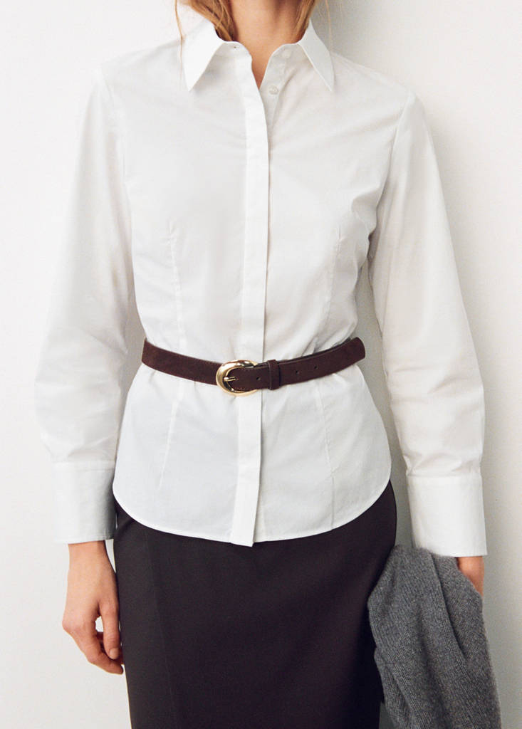 Slim-fit poplin shirt — White