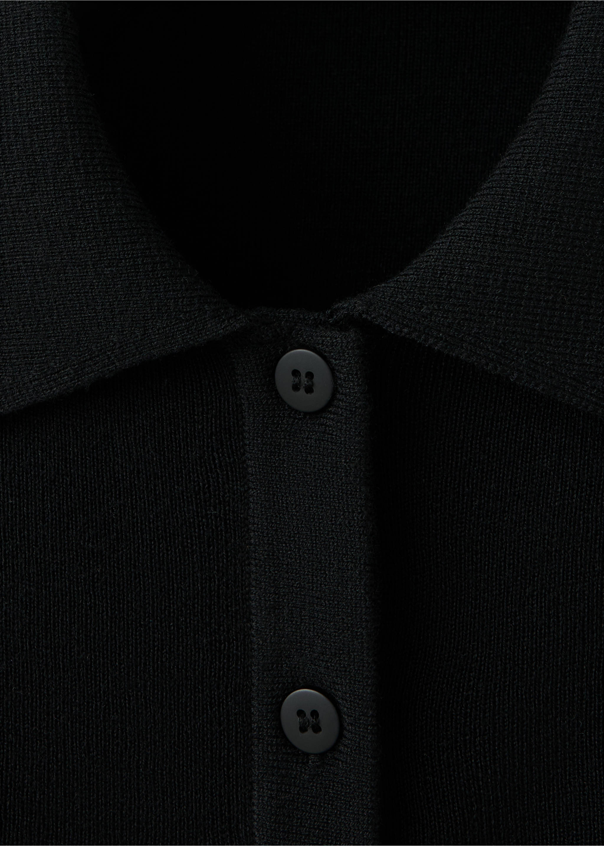 Ribbed polo-neck cardigan - Details of the article 8, Black. Ref: 37084068-00.